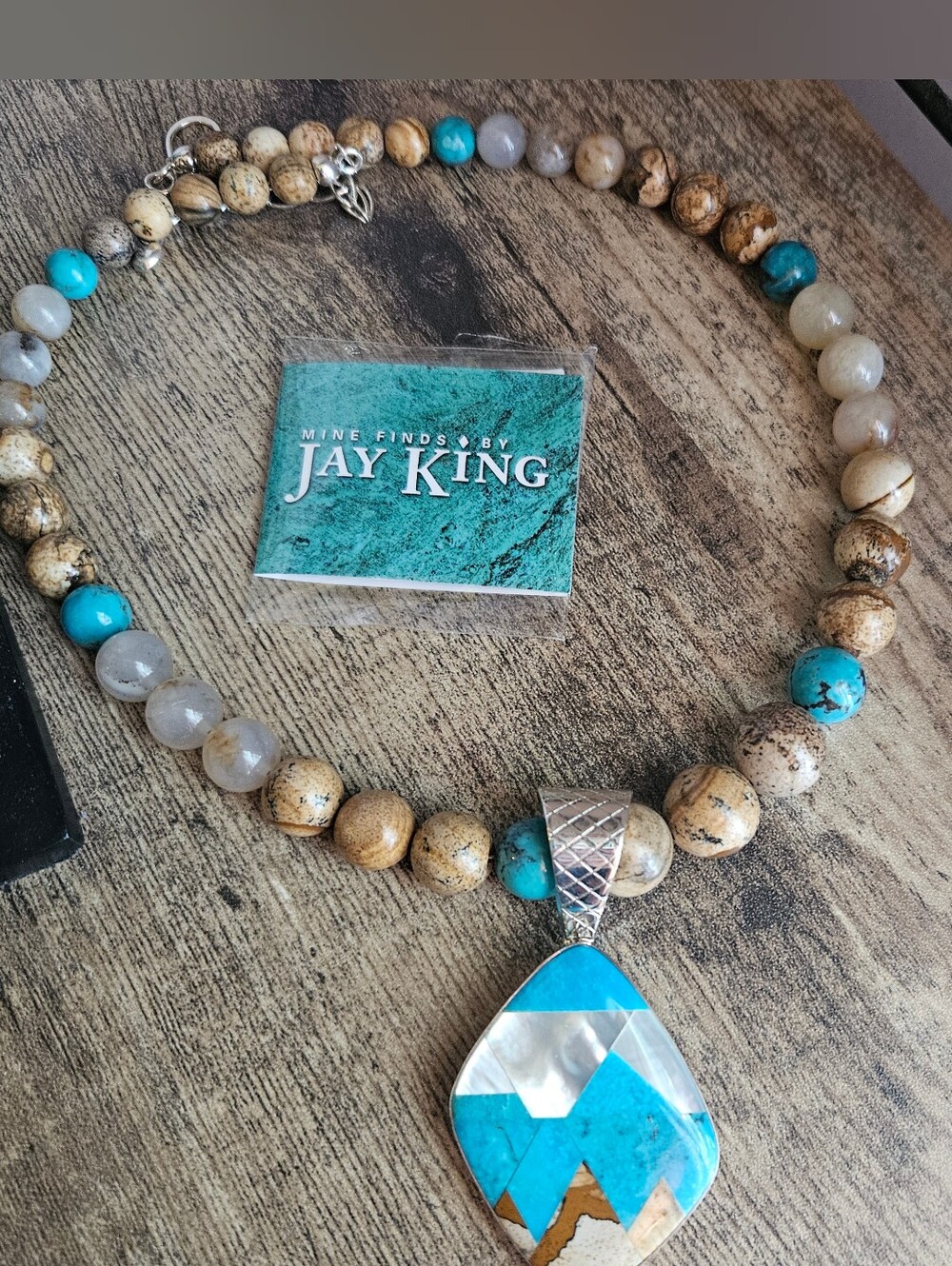 Jay King Mine Finds Turquoise & Picture Jasper Mountain Mosaic Inlay Jewelry Set - Picture 2 of 9
